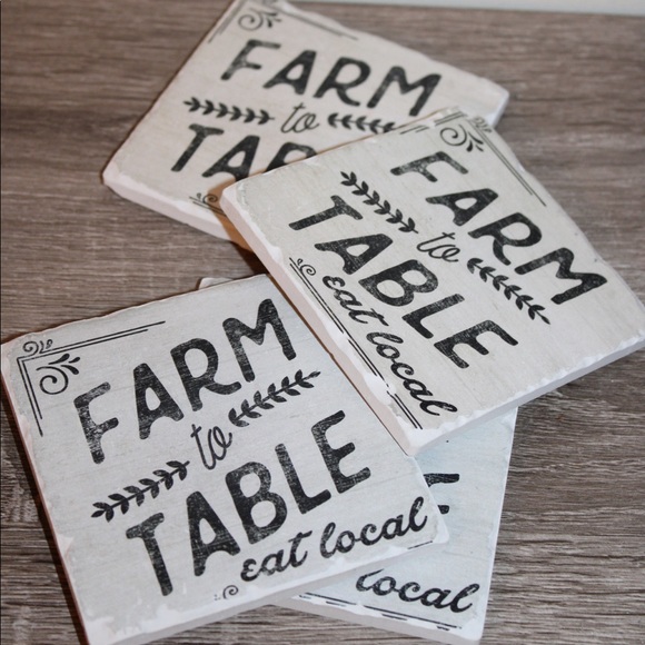 FARM TO TABLE STONEWARE COASTER SET - Picture 13 of 14